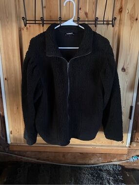Express Black Sherpa Full-Zip Bomber Jacket